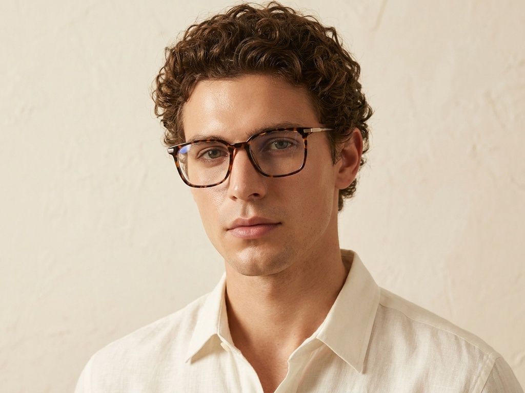 Rectangular Tortoiseshell Titanium Glasses #BS0218-0256