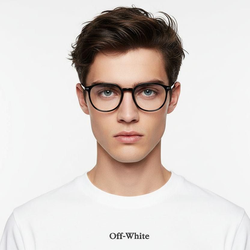 Oval Black Titanium Glasses #BS0218-0257