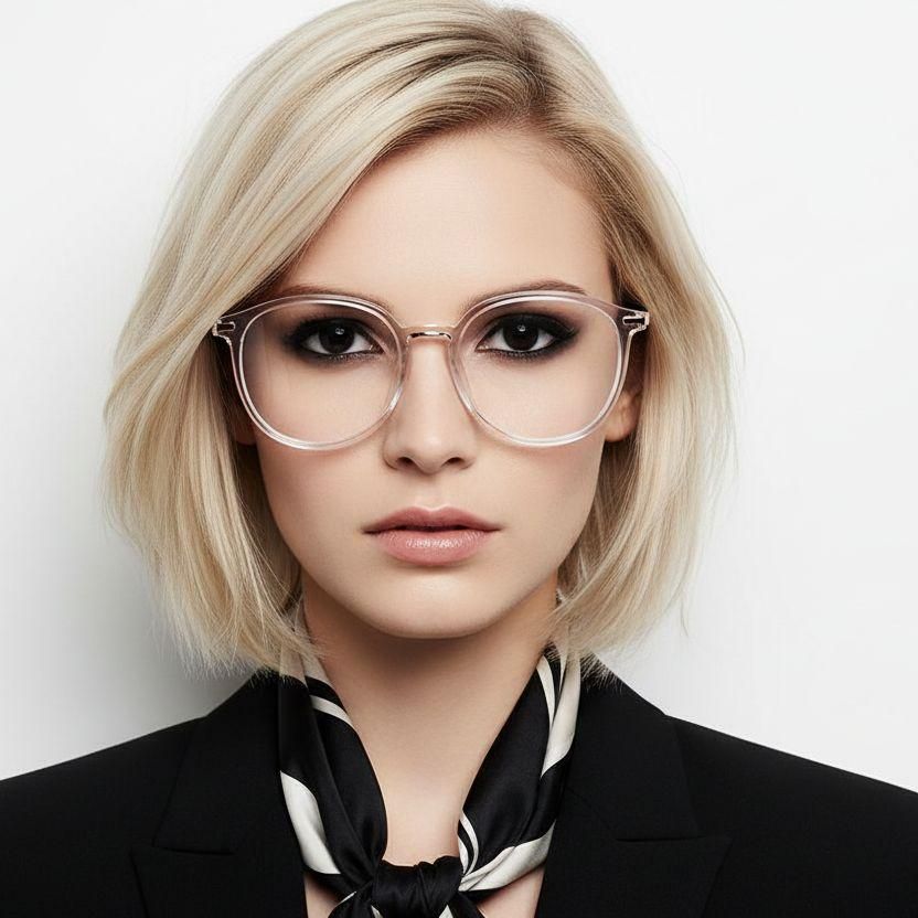 Oval Pink Titanium Glasses #BS0218-0258