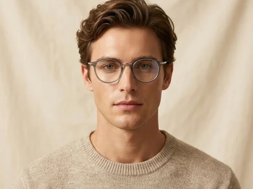 Lunettes ovales en titane vert #BS0218-0259