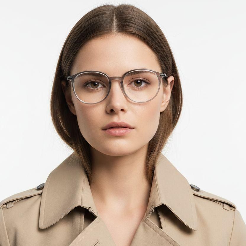 Oval Grey Titanium Glasses #BS0218-0260