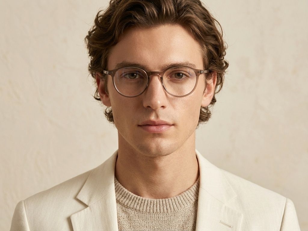 Oval Brown Titanium Glasses #BS0218-0261
