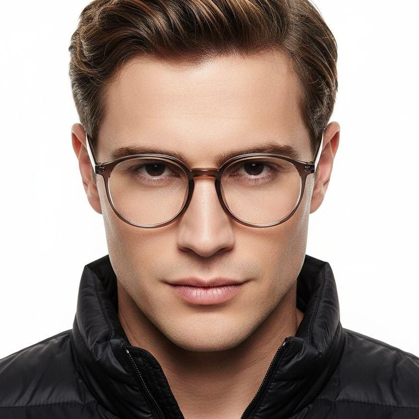 Oval Brown Titanium Glasses #BS0218-0261