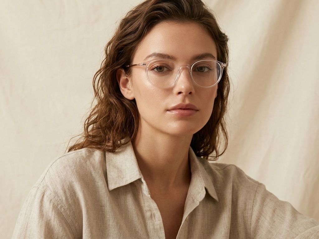 Oval White Titanium Glasses #BS0218-0262