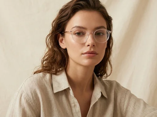 Lunettes ovales en titane blanc #BS0218-0262