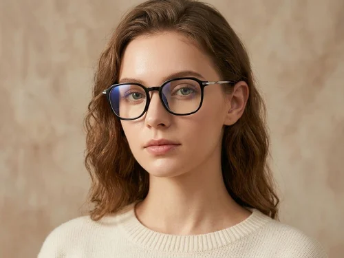 Lunettes rectangulaires en titane noir #BS0218-0264