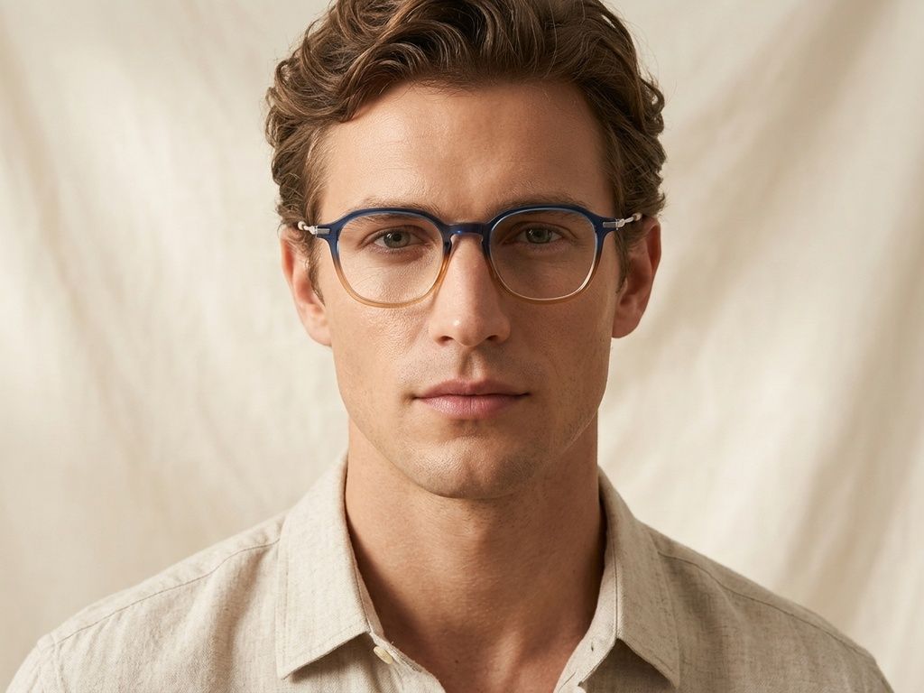 Rectangular Blue Titanium Glasses #BS0218-0265