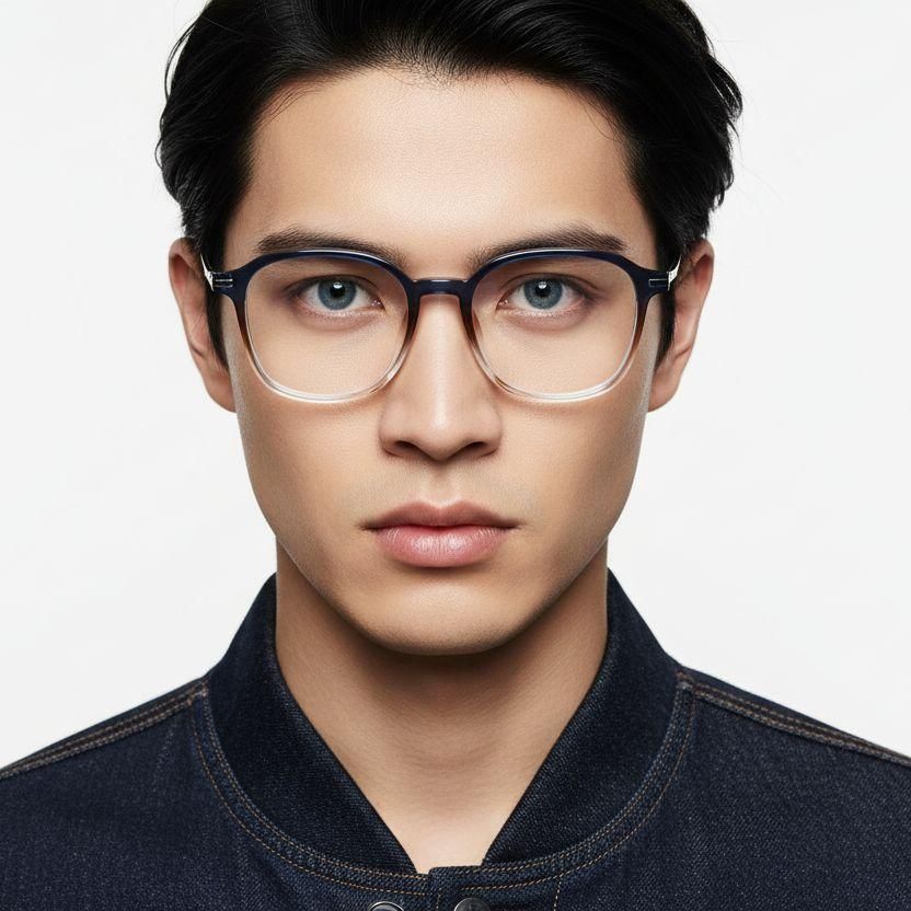 Rechteckige blaue Titanbrille #BS0218-0265