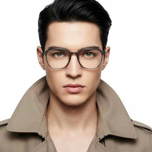 Lunettes rectangulaires en titane gris #BS0218-0266