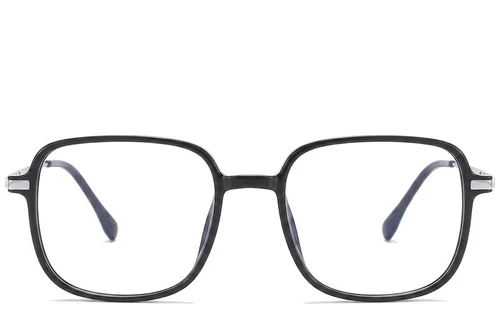 Lunettes rectangulaires en titane noir #BS0218-0271