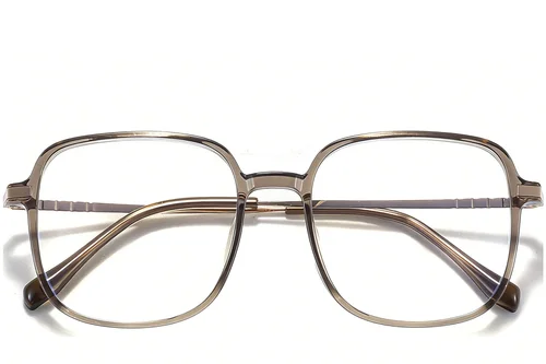 Lunettes rectangulaires en titane brun #BS0218-0275