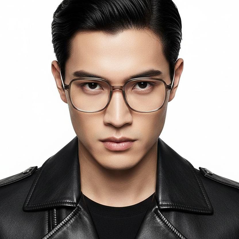 Rectangular Brown Titanium Glasses #BS0218-0275