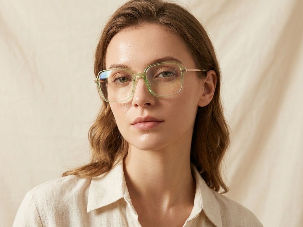 Rectangular Green Titanium Glasses #BS0218-0276