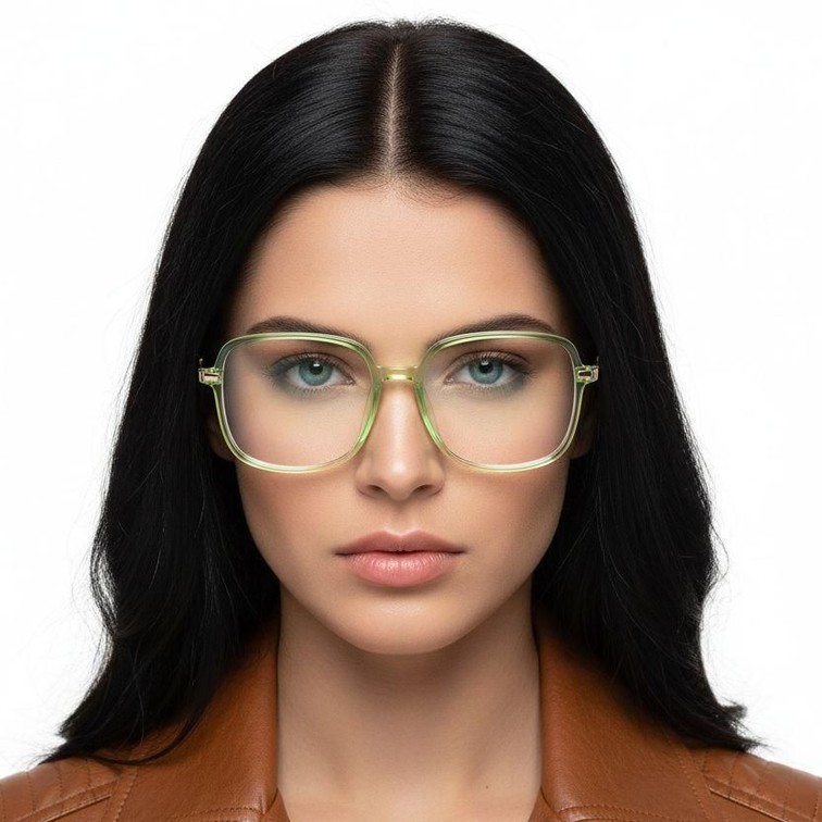 Gafas rectangulares de titanio verde #BS0218-0276