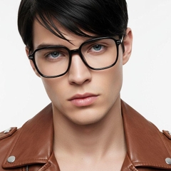 Gafas rectangulares de titanio negro #BS0218-0278