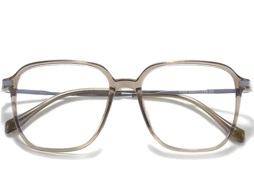 Lunettes rectangulaires en titane brun #BS0218-0282