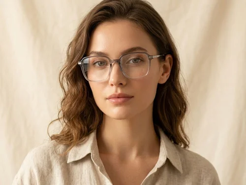 Lunettes rectangulaires en titane gris #BS0218-0284