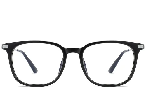 Lunettes rectangulaires en titane noir #BS0218-0285