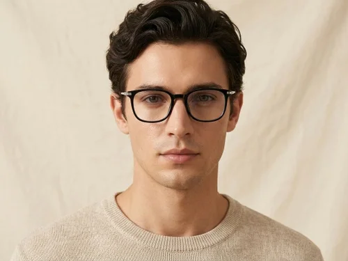 Lunettes rectangulaires en titane noir #BS0218-0285