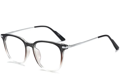 Lunettes rectangulaires en titane noir #BS0218-0286