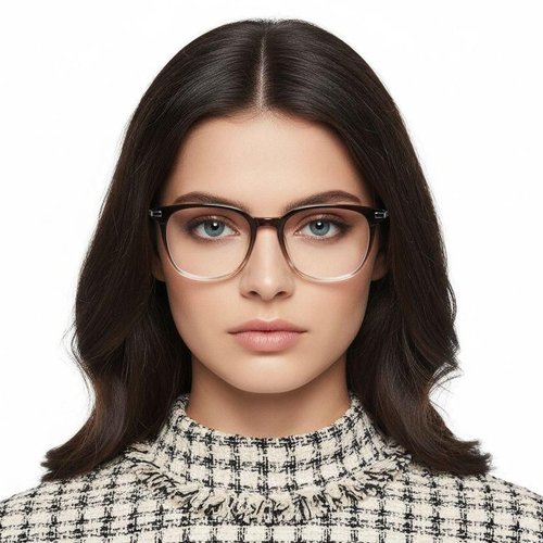 Lunettes rectangulaires en titane noir #BS0218-0286