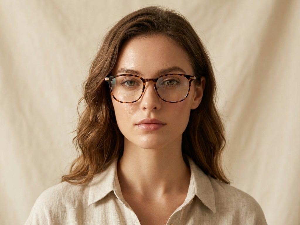 Rectangular Tortoiseshell Titanium Glasses #BS0218-0291