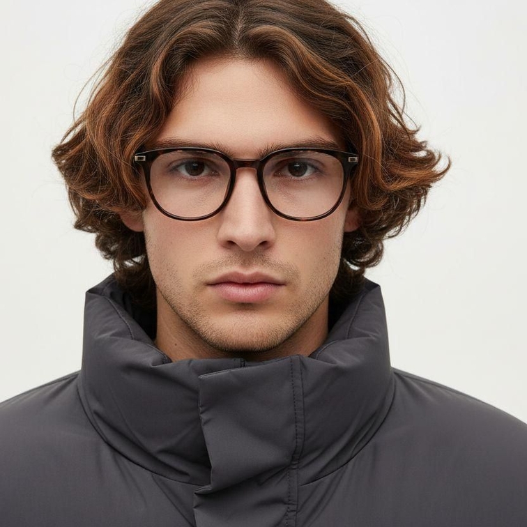 Rectangular Tortoiseshell Titanium Glasses #BS0218-0291
