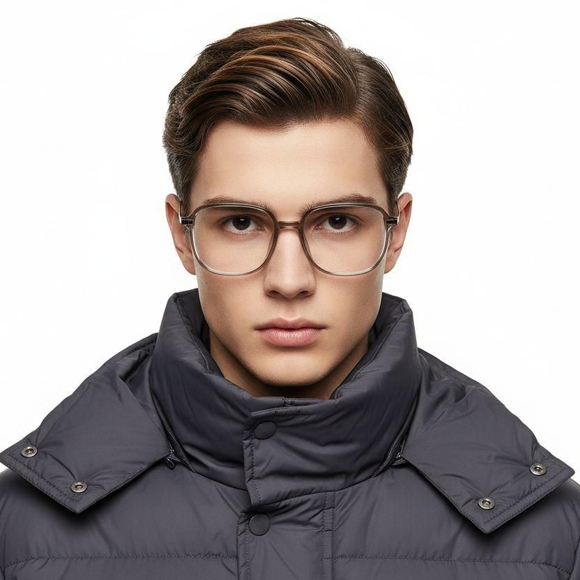 Gafas rectangulares de titanio marrón #BS0218-0296