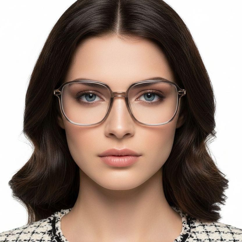 Rectangular Brown Titanium Glasses #BS0218-0296