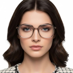 Gafas rectangulares de titanio marrón #BS0218-0296
