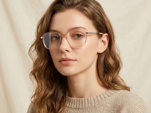Lunettes rectangulaires en titane rose #BS0218-0298