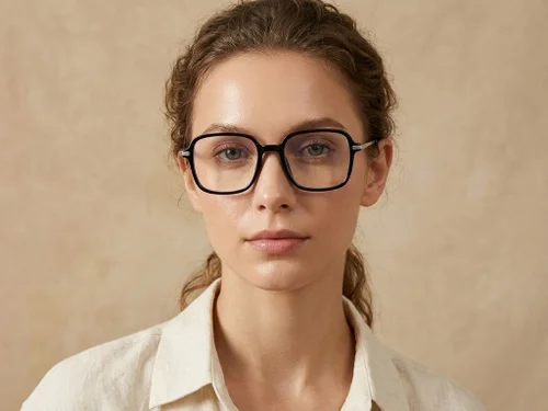 Lunettes rectangulaires en titane noir #BS0218-0299