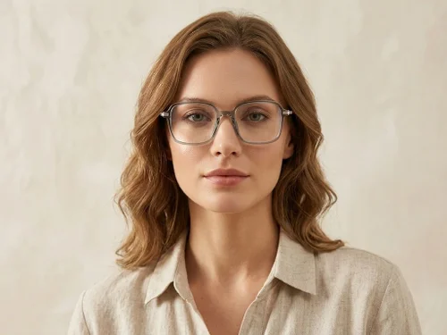Lunettes rectangulaires en titane gris #BS0218-0300
