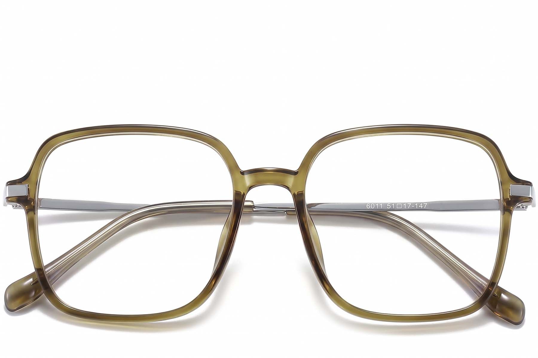 Gafas rectangulares de titanio verde #BS0218-0301