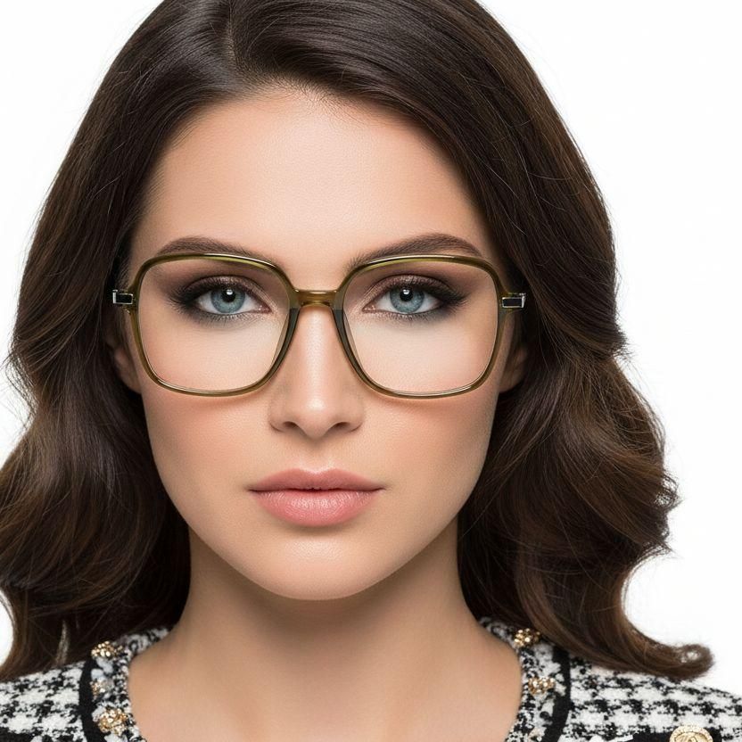 Rectangular Green Titanium Glasses #BS0218-0301