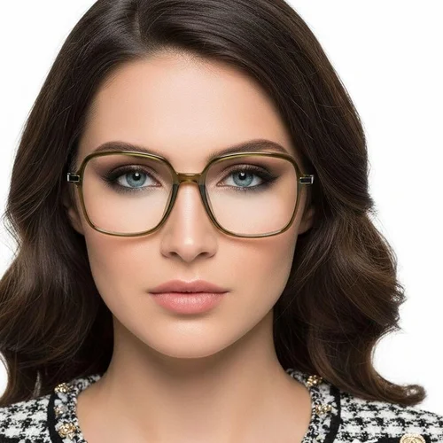 Lunettes rectangulaires en titane vert #BS0218-0301