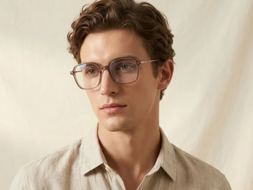 Lunettes rectangulaires en titane brun #BS0218-0303
