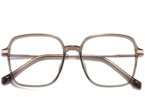 Lunettes rectangulaires en titane brun #BS0218-0303