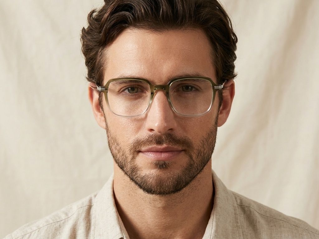 Rectangular Green Titanium Glasses #BS0218-0304