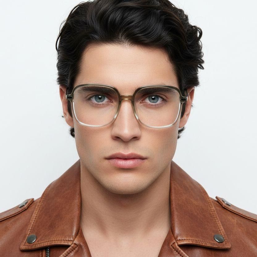 Rectangular Green Titanium Glasses #BS0218-0304