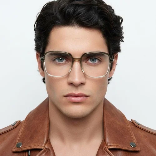 Lunettes rectangulaires en titane vert #BS0218-0304