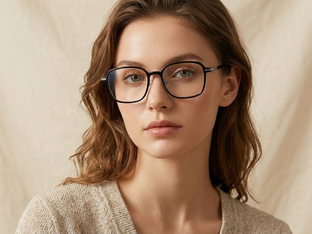 Gafas rectangulares de titanio negro #BS0218-0306
