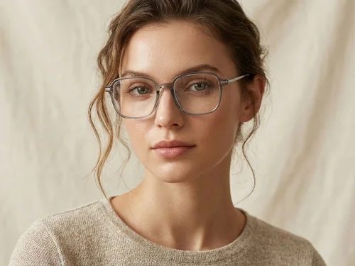 Lunettes rectangulaires en titane vert #BS0218-0308