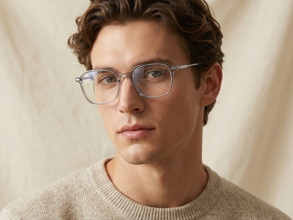 Rectangular Grey Titanium Glasses #BS0218-0309