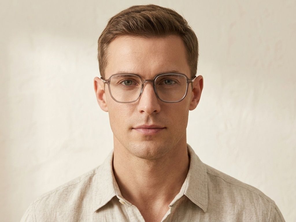 Rectangular Brown Titanium Glasses #BS0218-0310