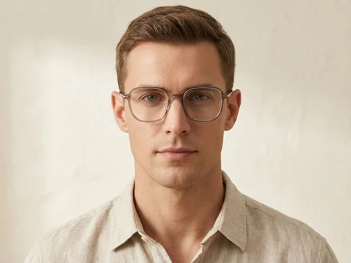 Lunettes rectangulaires en titane brun #BS0218-0310