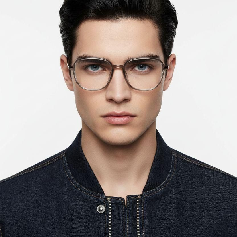 Rectangular Brown Titanium Glasses #BS0218-0310