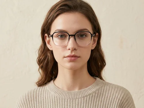 Lunettes rectangulaires en titane noir #BS0218-0311