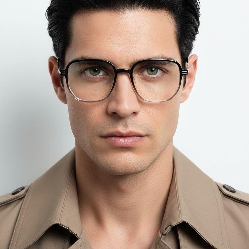 Rectangular Black Titanium Glasses #BS0218-0311