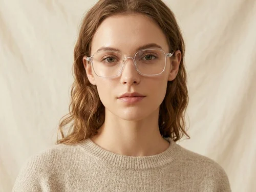 Lunettes rectangulaires transparentes en titane #BS0218-0312